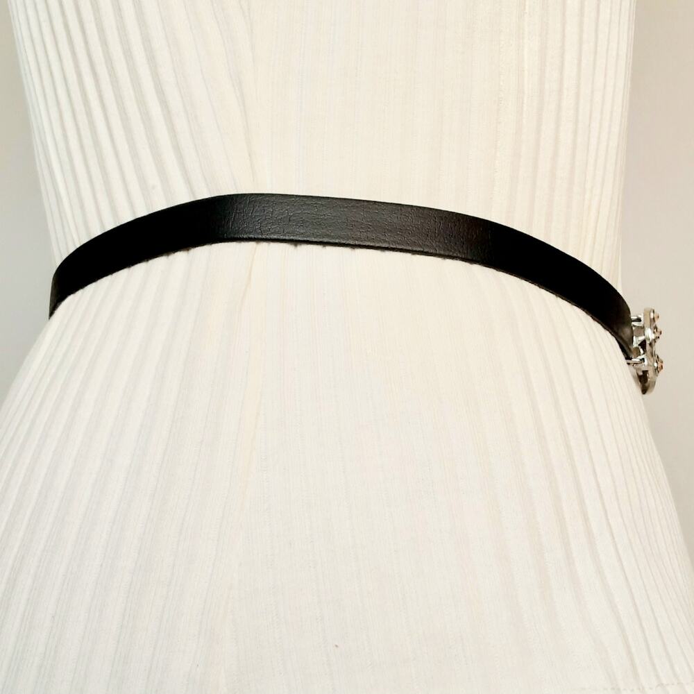 💎Rhinestone Studded Washer Ring Buckle Skinny Belt Adjustable Medium To Small - Picture 5 of 12